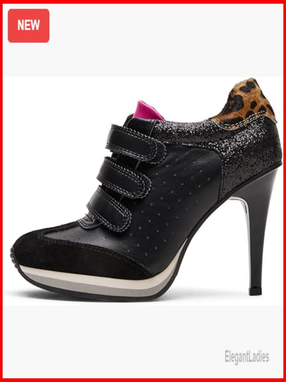 Suede Sneaker Heels with Hook & Loop, 10cm Stiletto Platform